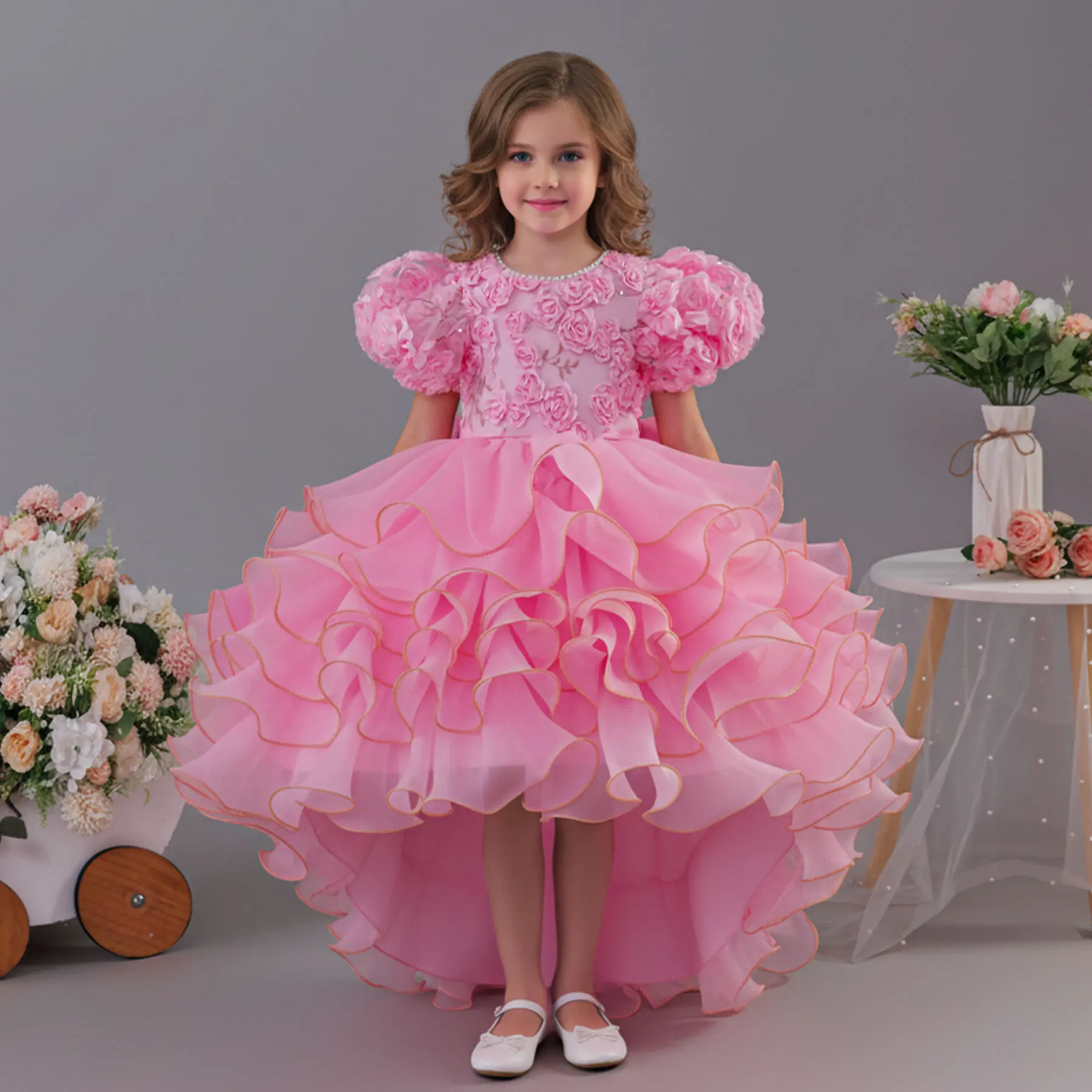 Girls 3D Flower Carved Boutique Dress, Gorgeous Style Princess Dress With Tail, Wedding Party Birthday Party Prom Performance
Girls 3D Flower Carved Boutique Dress, Gorgeous Style Princess Dress With Tail, Wedding Party Birthday Party Prom Performance