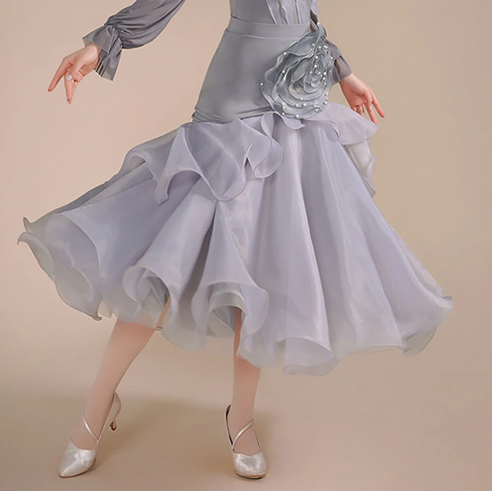 Ballroom Skirt Pearl Indigo Standard Skirt Women's Three-Dimensional Flower Purple Large Skirt Wall Adult's Modern Gray Skirt
Ballroom Skirt Pearl Indigo Standard Skirt Women's Three-Dimensional Flower Purple Large Skirt Wall Adult's Modern Gray Skirt