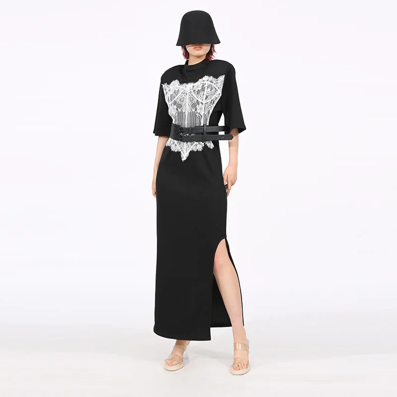 Retro Style Long Dress Women's Slimming Lace Shoulder Pad Waist Belt Cinched Dress Cotton Polyester Spring New Arrival
Retro Style Long Dress Women's Slimming Lace Shoulder Pad Waist Belt Cinched Dress Cotton Polyester Spring New Arrival