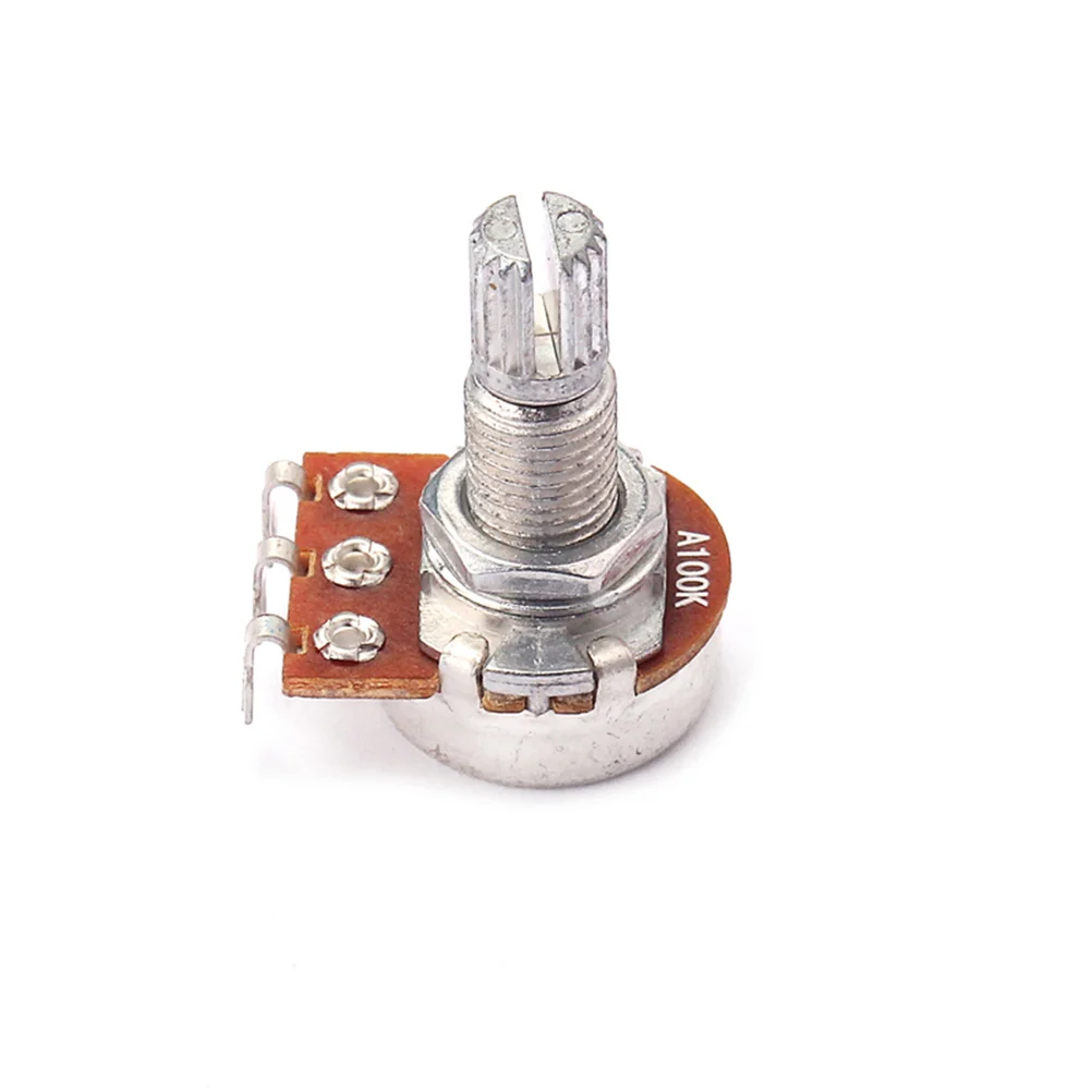 Replacement Guitar Potentiometer A100k Ohm for Volume Tone Control Premium Audio Pot Shaft Potentiometer for Amp Effects Upgrade
Replacement Guitar Potentiometer A100k Ohm for Volume Tone Control Premium Audio Pot Shaft Potentiometer for Amp Effects Upgrade
