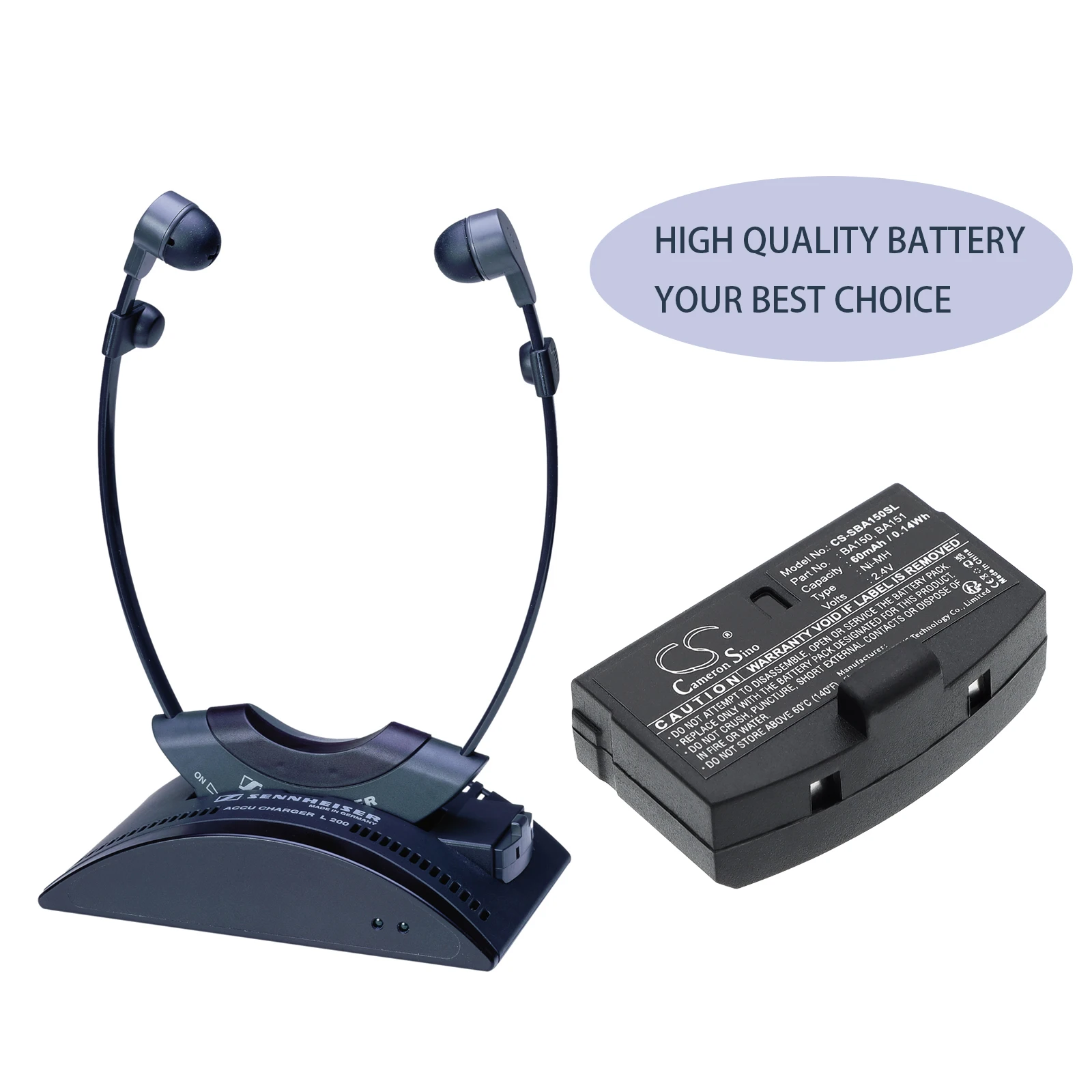 Wireless Headset Battery BA150,BA151 for Sennheiser A200,HDI302,HDI380,HDI490,IS 150,IS 300,IS 380,R150,RI 150,RI 250,RI250S
Wireless Headset Battery BA150,BA151 for Sennheiser A200,HDI302,HDI380,HDI490,IS 150,IS 300,IS 380,R150,RI 150,RI 250,RI250S