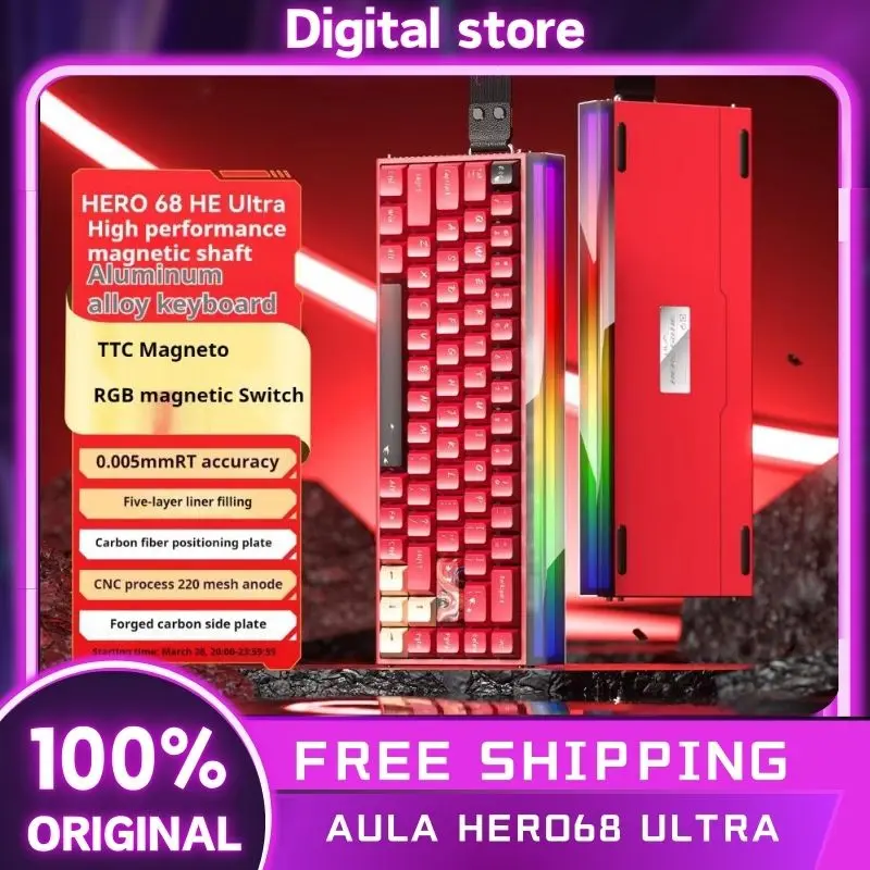 AULA HERO 68 HE Ultra Mechanical Keyboard Aluminum Alloy CNC Wired Magenetic Switch Keyboard RGB RT Gaming Keyboards PC Custom
AULA HERO 68 HE Ultra Mechanical Keyboard Aluminum Alloy CNC Wired Magenetic Switch Keyboard RGB RT Gaming Keyboards PC Custom
