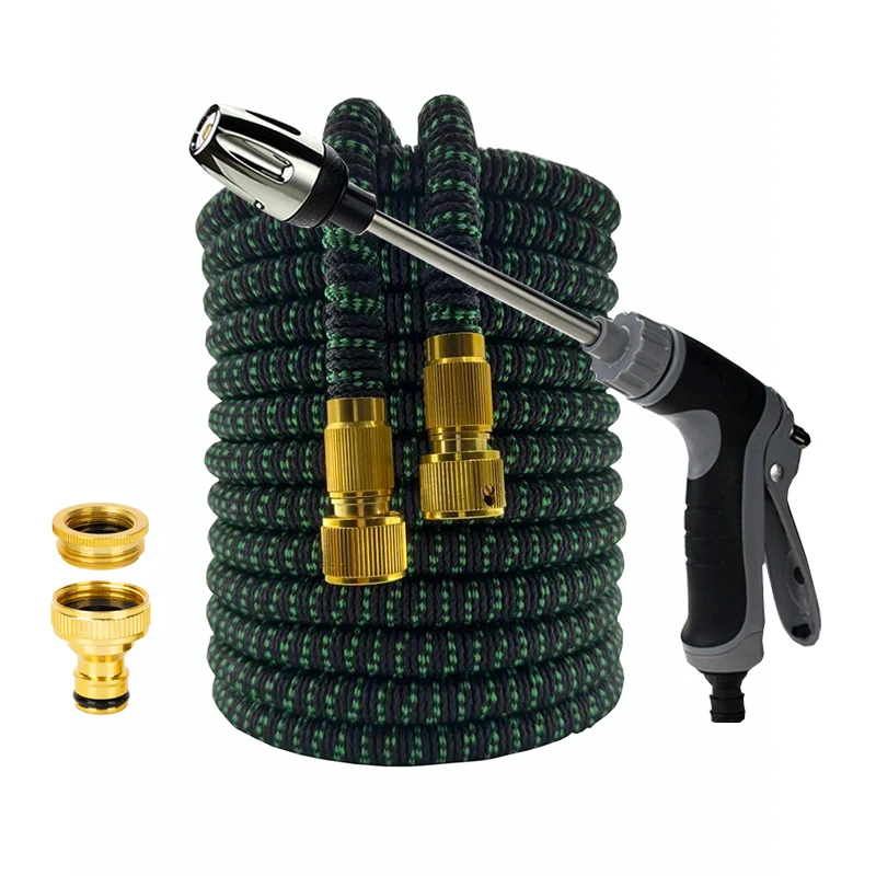 Высококачественный гибкий и расширяемый садовый шланг с насадкой высокого давления, водяной пистолет для чистки автомобиля и сада 25 футов-100 футов
Высококачественный гибкий и расширяемый садовый шланг с насадкой высокого давления, водяной пистолет для чистки автомобиля и сада 25 футов-100 футов