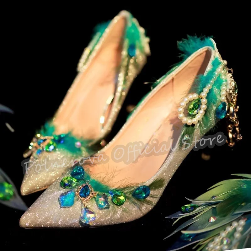 Luxury Rhinestone Peacock Feather Decor Lolita Girl Pumps Pointed Toe High Heel Mary Janes Shoes Women Party Dress Sandals
Luxury Rhinestone Peacock Feather Decor Lolita Girl Pumps Pointed Toe High Heel Mary Janes Shoes Women Party Dress Sandals