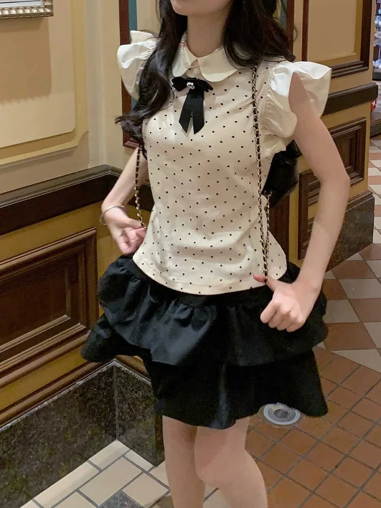 Sweet Youthful College Style Two-Piece Set Skirt Puffy Fly Sleeve Top And Cake Skirt for Summer Fashion Ensemble
Sweet Youthful College Style Two-Piece Set Skirt Puffy Fly Sleeve Top And Cake Skirt for Summer Fashion Ensemble
