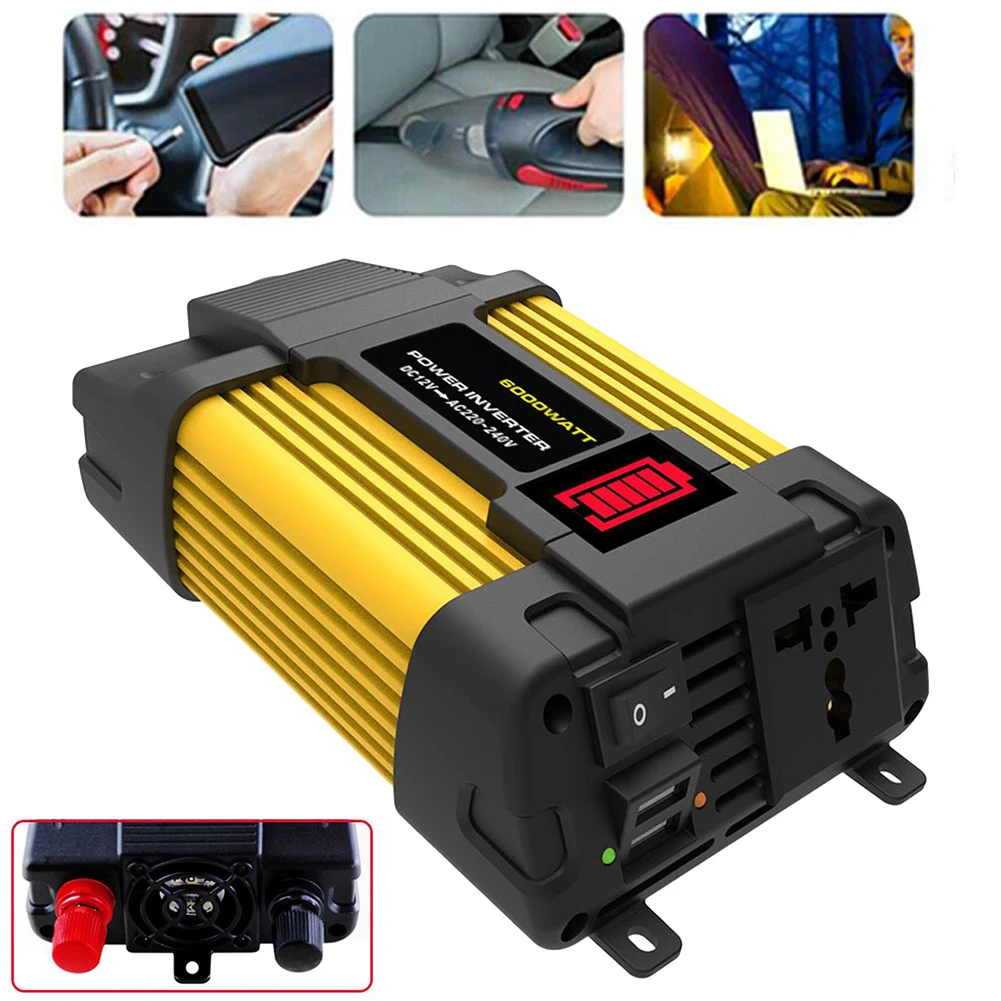 12V-220V 6000W LED Battery Display Car Power Inverter Converter Voltage Transformer USB Charger Car Accessories
12V-220V 6000W LED Battery Display Car Power Inverter Converter Voltage Transformer USB Charger Car Accessories