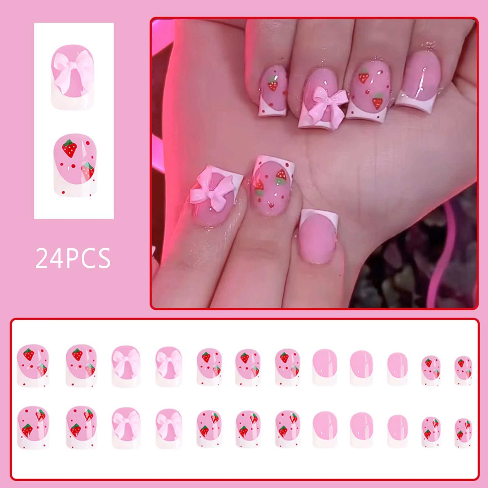 French Pink Press on Nails with Bowknot Decor with Natural and Smooth Edge Nails for Stage Performance Wear SNO88
French Pink Press on Nails with Bowknot Decor with Natural and Smooth Edge Nails for Stage Performance Wear SNO88