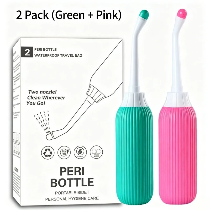 2 Pack Portable Bidet Cleaner Plastic Pink Green Dual Color Elbow Nozzle Maternity Private Washing Handheld Bottle 500ML
2 Pack Portable Bidet Cleaner Plastic Pink Green Dual Color Elbow Nozzle Maternity Private Washing Handheld Bottle 500ML