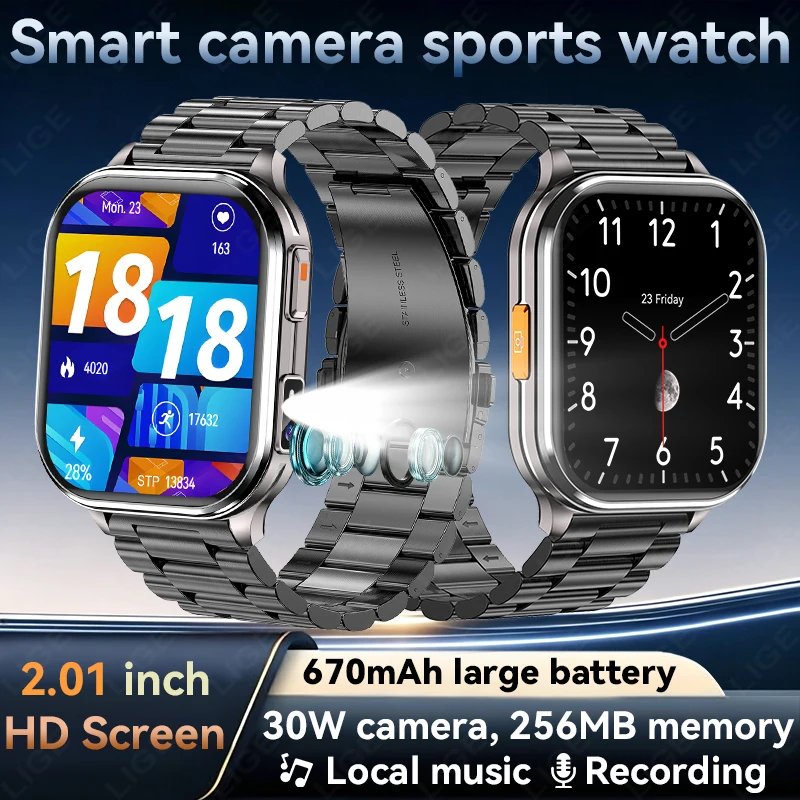 2026 Camera Smart Watches Photos Record Video Health Monitor Waterproof Sports Music Bluetooth Call Flashlight Men's Smartwatch
2026 Camera Smart Watches Photos Record Video Health Monitor Waterproof Sports Music Bluetooth Call Flashlight Men's Smartwatch