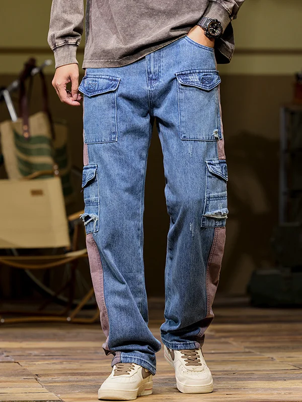 Men's Workwear Sle Patchwork Straight Leg Jeans Spring Autumn Multi-ket Design Loose Fit Long Trousers Casual Denim
Men's Workwear Sle Patchwork Straight Leg Jeans Spring Autumn Multi-ket Design Loose Fit Long Trousers Casual Denim