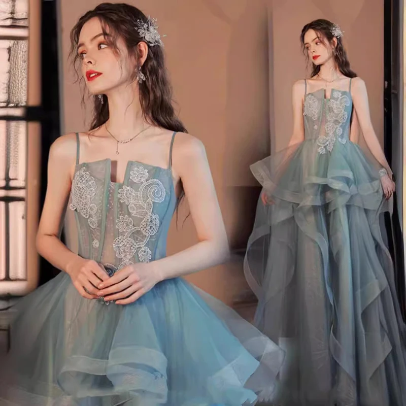 Women's Evening Dress Green Spaghetti Strap Lace-Up Sleeveless Simple A-Line Floor-Length Birthday Party Dresses Prom Gown
Women's Evening Dress Green Spaghetti Strap Lace-Up Sleeveless Simple A-Line Floor-Length Birthday Party Dresses Prom Gown