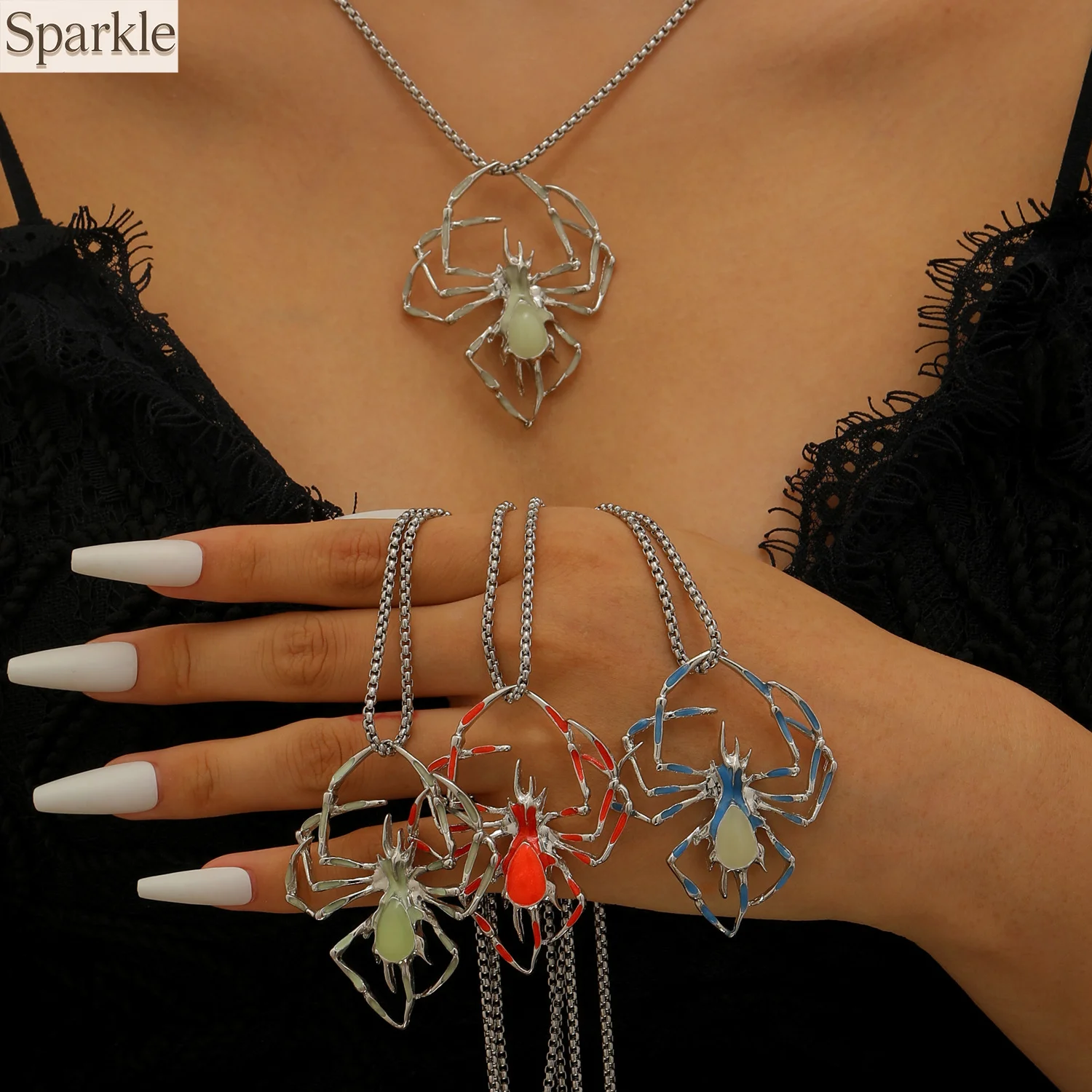 Hip Hop 3D Glow in Dark Spider Necklace for Men Women Insect Pendant Halloween Party Jewelry Gothic Punk Exaggerated Necklaces
Hip Hop 3D Glow in Dark Spider Necklace for Men Women Insect Pendant Halloween Party Jewelry Gothic Punk Exaggerated Necklaces