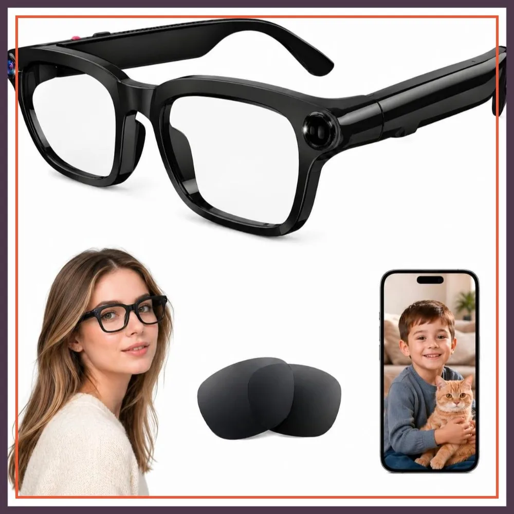 AI Smart Glasses: 8MP Camera, 4K Video, Real-Time Translation, Open-Ear Audio, Bluetooth, Replaceable Lenses
AI Smart Glasses: 8MP Camera, 4K Video, Real-Time Translation, Open-Ear Audio, Bluetooth, Replaceable Lenses