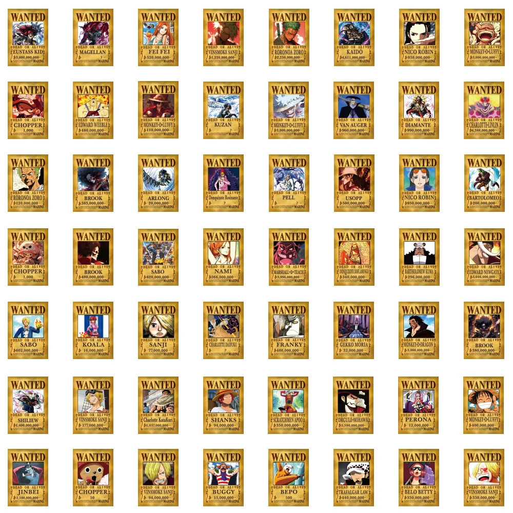50/100pcs 2026 Anime ONE PIECE Wanted Poster Stickers Cartoon Waterproof Decals Skateboard Fridge Guitar Cool PVC Sticker Pack
50/100pcs 2026 Anime ONE PIECE Wanted Poster Stickers Cartoon Waterproof Decals Skateboard Fridge Guitar Cool PVC Sticker Pack