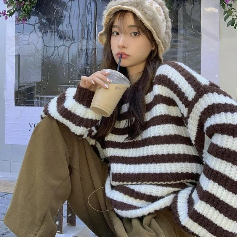 Deeptown Vintage Brown Striped Sweater Women Harajuku Korean Fashion Oversize Pullover Jumper Female Preppy Style School Girl
Deeptown Vintage Brown Striped Sweater Women Harajuku Korean Fashion Oversize Pullover Jumper Female Preppy Style School Girl