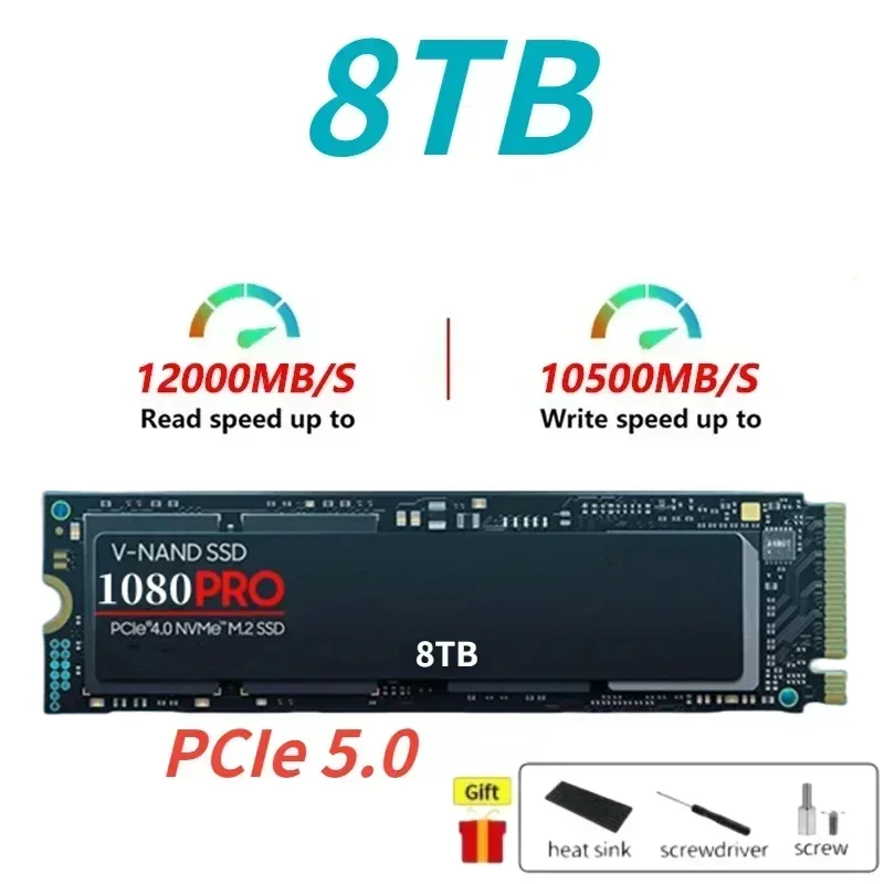 Новинка 2024, Внутренний твердотельный накопитель 1080PRO, 8 ТБ, 4 ТБ, NVMe 2,0 SSD M.2 2280 PCIe Gen5.0x4 для настольного ПК, PS5
Новинка 2024, Внутренний твердотельный накопитель 1080PRO, 8 ТБ, 4 ТБ, NVMe 2,0 SSD M.2 2280 PCIe Gen5.0x4 для настольного ПК, PS5