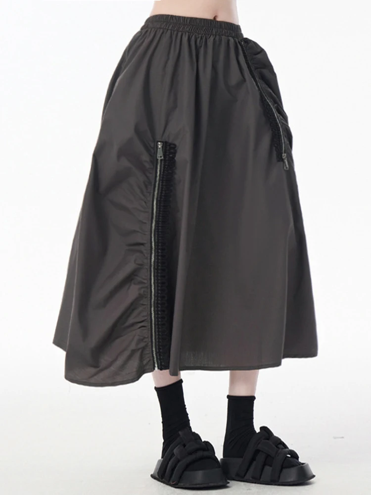 High Elastic Waist Gray Zipper Pleated Pocket A-line Half-body Skirt Women Fashion Tide New Spring Autumn
High Elastic Waist Gray Zipper Pleated Pocket A-line Half-body Skirt Women Fashion Tide New Spring Autumn