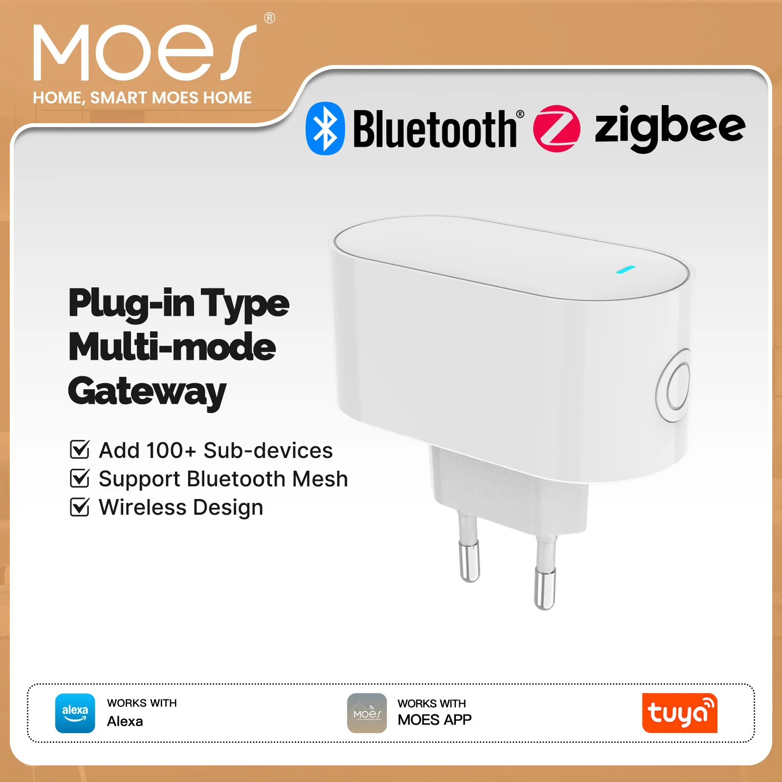 MOES Tuya Smart Multi-Mode Gateway EU Plug ZigBee Bluetooth BLE Mesh Hub Поддержка 100+ устройств Управление через приложение
MOES Tuya Smart Multi-Mode Gateway EU Plug ZigBee Bluetooth BLE Mesh Hub Поддержка 100+ устройств Управление через приложение