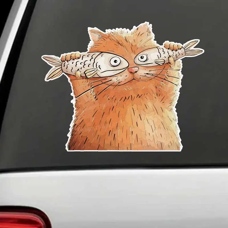 Cats use Fish as Glasses Car Sticker Waterproof Vinyl Decal on Bumper Rear Window Self-adhesive Decal For Car Accessories Y925
Cats use Fish as Glasses Car Sticker Waterproof Vinyl Decal on Bumper Rear Window Self-adhesive Decal For Car Accessories Y925
