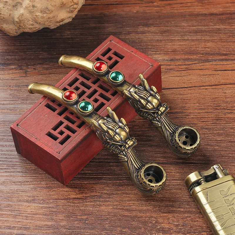 NEW Vintage White Copper Inlaid Agate Smoking Pipe Creative Dragon Head Design Durable Metal Smoking Pipe for Grandfather Gift
NEW Vintage White Copper Inlaid Agate Smoking Pipe Creative Dragon Head Design Durable Metal Smoking Pipe for Grandfather Gift