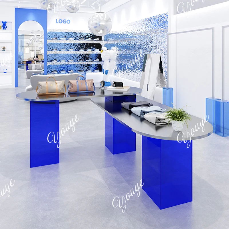 Clothing store water table stainless steel acrylic display table shoe bag high and low storage light luxury display table
Clothing store water table stainless steel acrylic display table shoe bag high and low storage light luxury display table