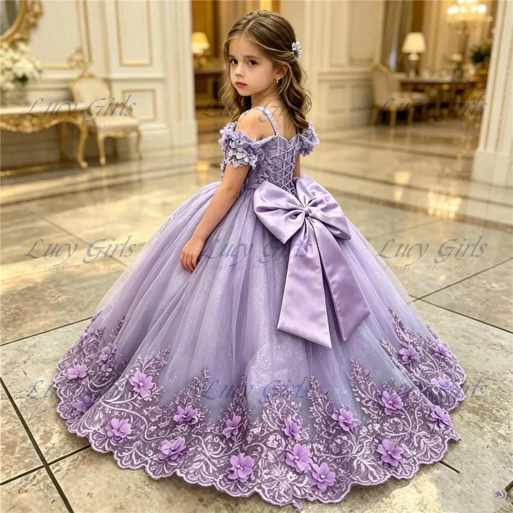 Gorgeous Lavender Flower Girl Dress Tulle Fluffy with Exquisite Flowers Appliques Crystal for Little Princess Evening Ball Gowns
Gorgeous Lavender Flower Girl Dress Tulle Fluffy with Exquisite Flowers Appliques Crystal for Little Princess Evening Ball Gowns