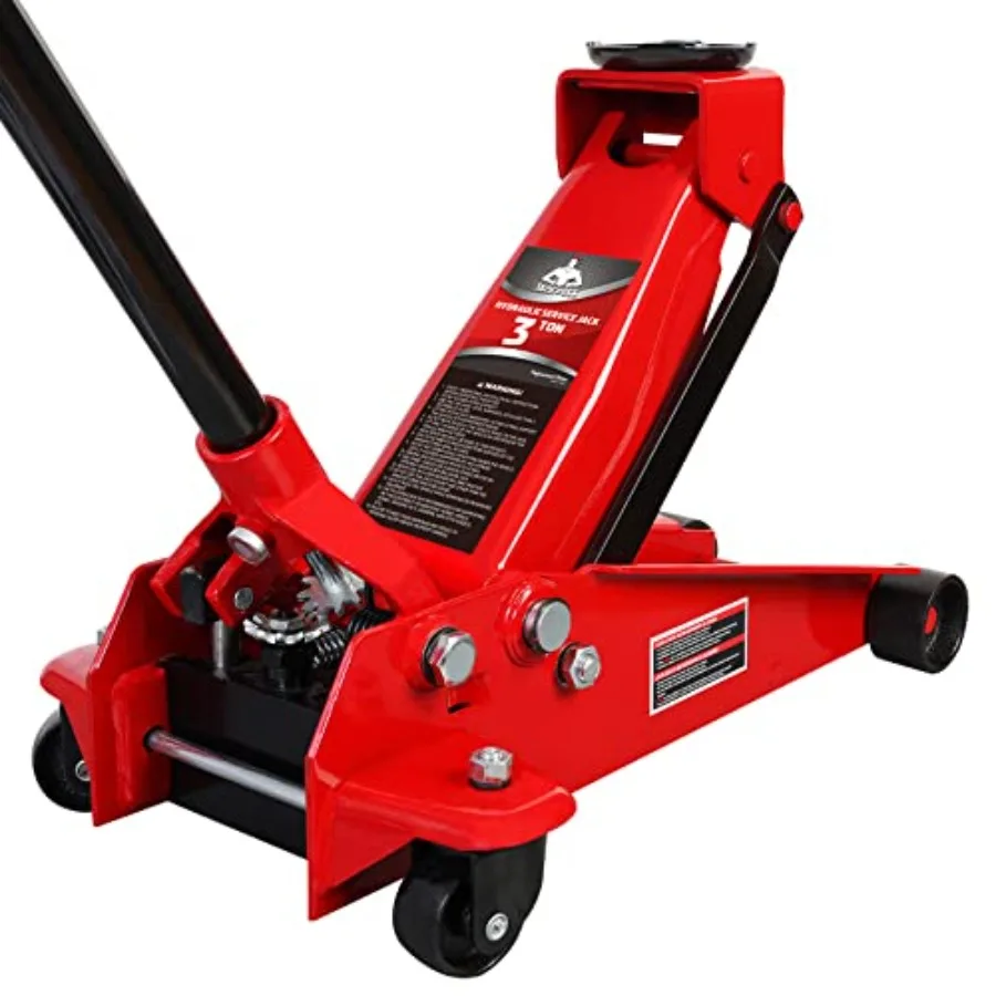 Floor Jack for automotive repair, steel construction, red color, 3-ton capacity with fast lift hydraulic system
Floor Jack for automotive repair, steel construction, red color, 3-ton capacity with fast lift hydraulic system
