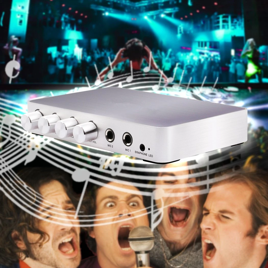 Professional 4K Mini HD Karaoke Sound System Audio Mixer Dual Microphone Input Volume Amplifier Receiver Amplifiers"
Professional 4K Mini HD Karaoke Sound System Audio Mixer Dual Microphone Input Volume Amplifier Receiver Amplifiers"