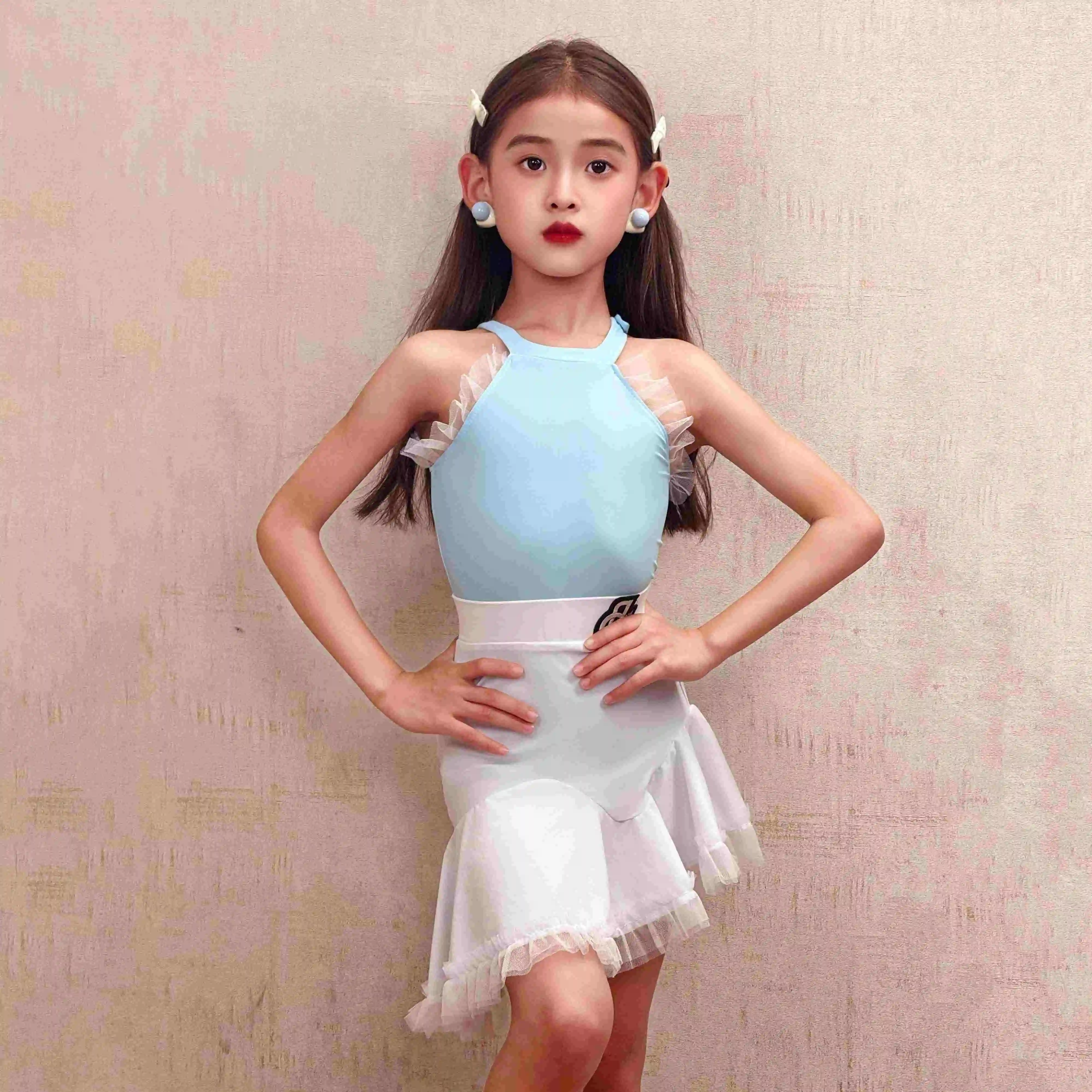 Kids Latin Dance Practice Clothes Summer Girls Sleeveless Training Dance Wear Rumba Cha Cha Dance Costume Tops Skirt DNV23841
Kids Latin Dance Practice Clothes Summer Girls Sleeveless Training Dance Wear Rumba Cha Cha Dance Costume Tops Skirt DNV23841