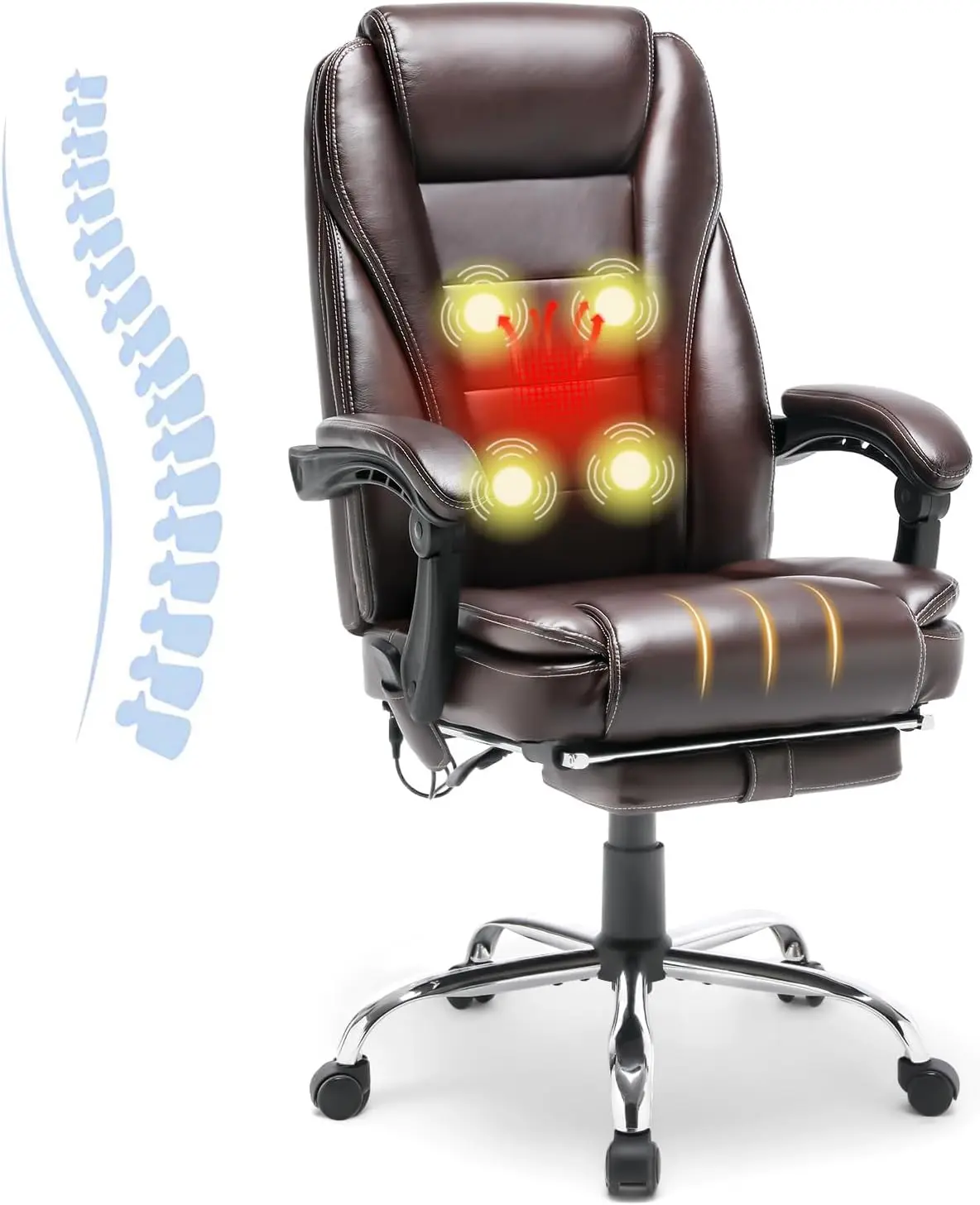 4-Point Massage Reclining Office Chair, Leather Heating Executive Chair, Ergonomic Home Office Desk Chair With Retractable
4-Point Massage Reclining Office Chair, Leather Heating Executive Chair, Ergonomic Home Office Desk Chair With Retractable