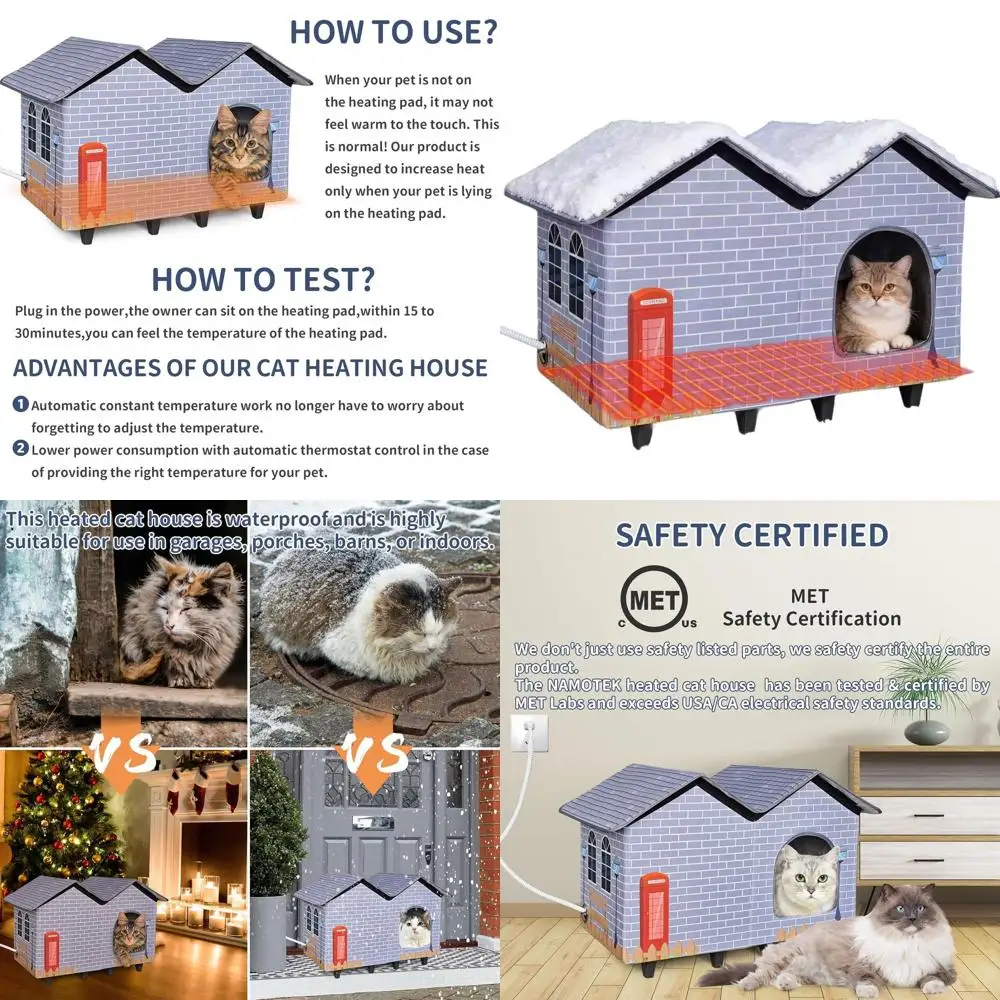 Extra-Large Waterproof Insulated Heated Cat House for Indoor/Outdoor Use with Bed, Suitable for Feral Cats, Easy Assembly (23x13
Extra-Large Waterproof Insulated Heated Cat House for Indoor/Outdoor Use with Bed, Suitable for Feral Cats, Easy Assembly (23x13