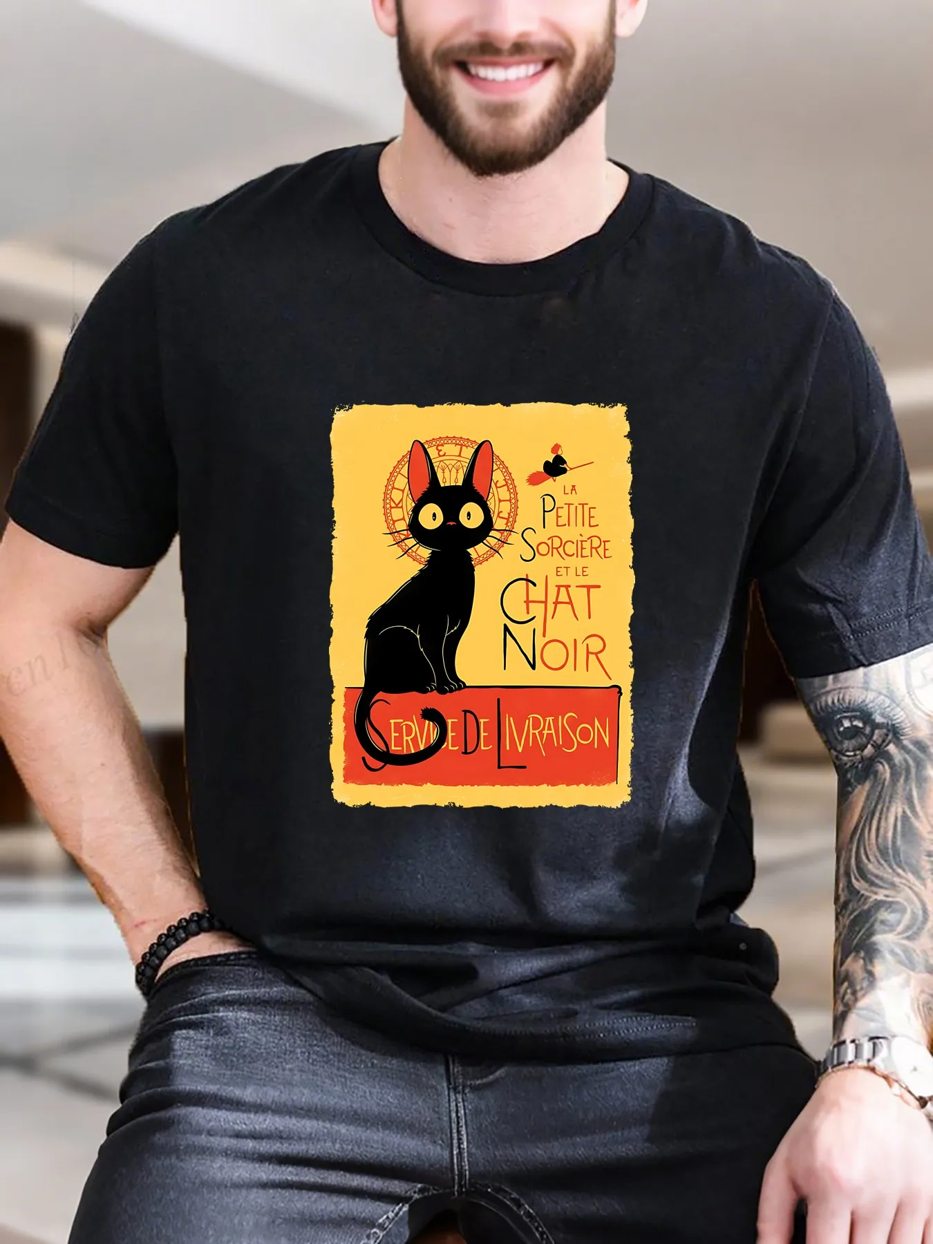 Men's Printed Short Sleeve T-Shirt - Playful Black Cat on Wooden Sign Cotton Tee, Breathable & Soft Casual Top for Summer, Trendy
Men's Printed Short Sleeve T-Shirt - Playful Black Cat on Wooden Sign Cotton Tee, Breathable & Soft Casual Top for Summer, Trendy