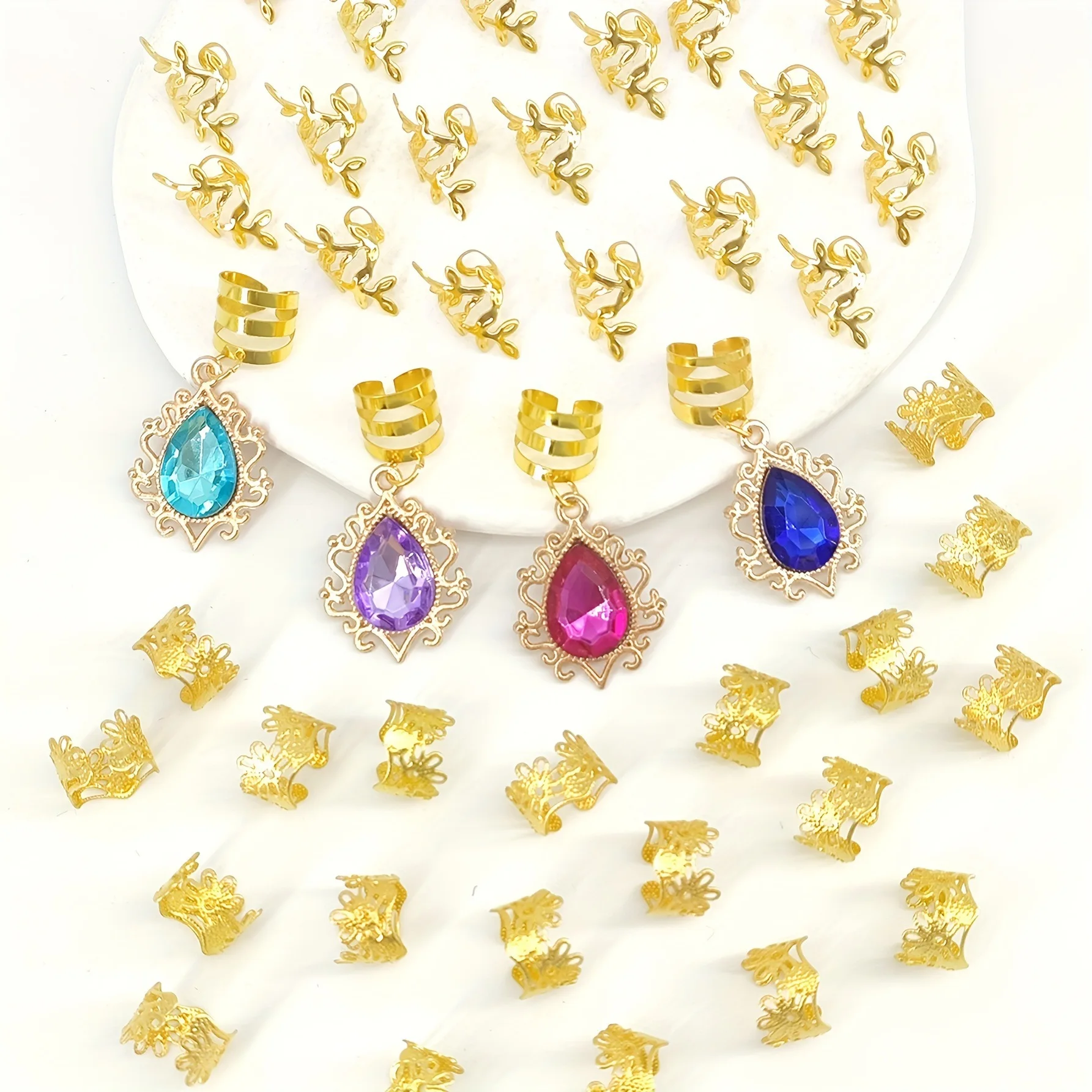 Upgraded 44 Pcs Bohemian Style Metal Hair Loop with Gemstone for Braid Decoration Supply
Upgraded 44 Pcs Bohemian Style Metal Hair Loop with Gemstone for Braid Decoration Supply