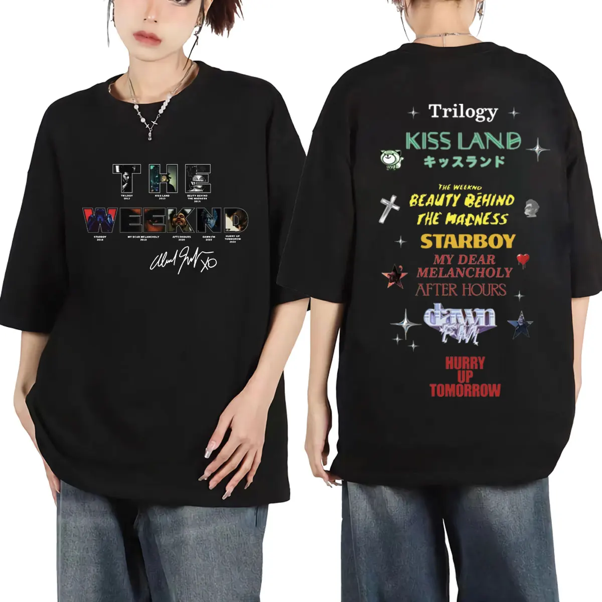 The Weeknd Hurry Up Tomorrow Graphic T Shirts Music Album Double Sided Print T-shirt Men Women Fashion Hip Hop Vintage T-shirts
The Weeknd Hurry Up Tomorrow Graphic T Shirts Music Album Double Sided Print T-shirt Men Women Fashion Hip Hop Vintage T-shirts