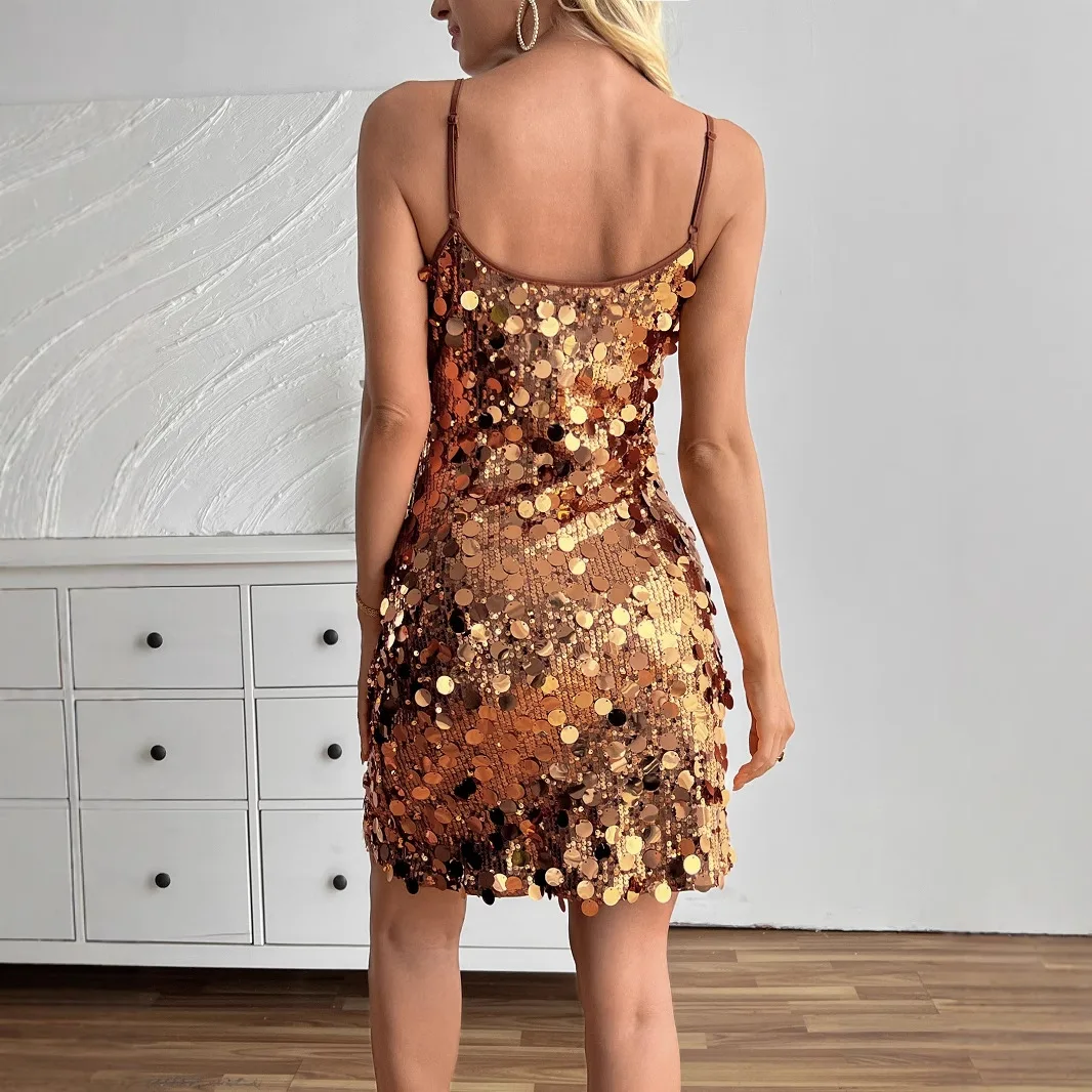 Summer Sexy Sheath Sequin Camisole Dress for Women Sleeveless Backless Mini Dress
Summer Sexy Sheath Sequin Camisole Dress for Women Sleeveless Backless Mini Dress