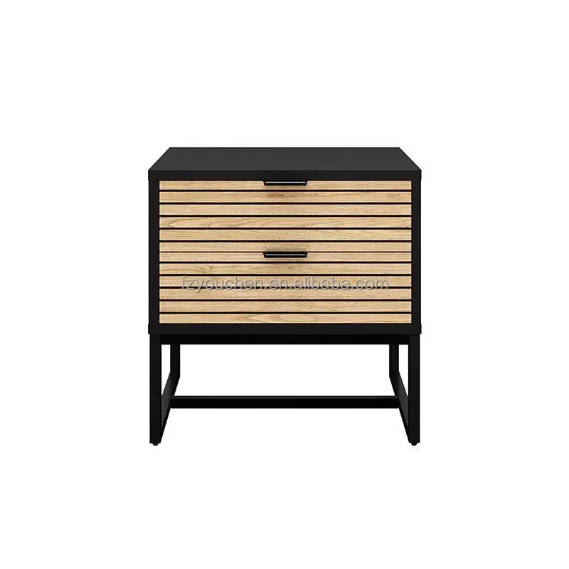 Modern Grooved 2-Drawers Wood Nightstand with Metal Leg for Bedroom Living Room Home Hotel Use
Modern Grooved 2-Drawers Wood Nightstand with Metal Leg for Bedroom Living Room Home Hotel Use