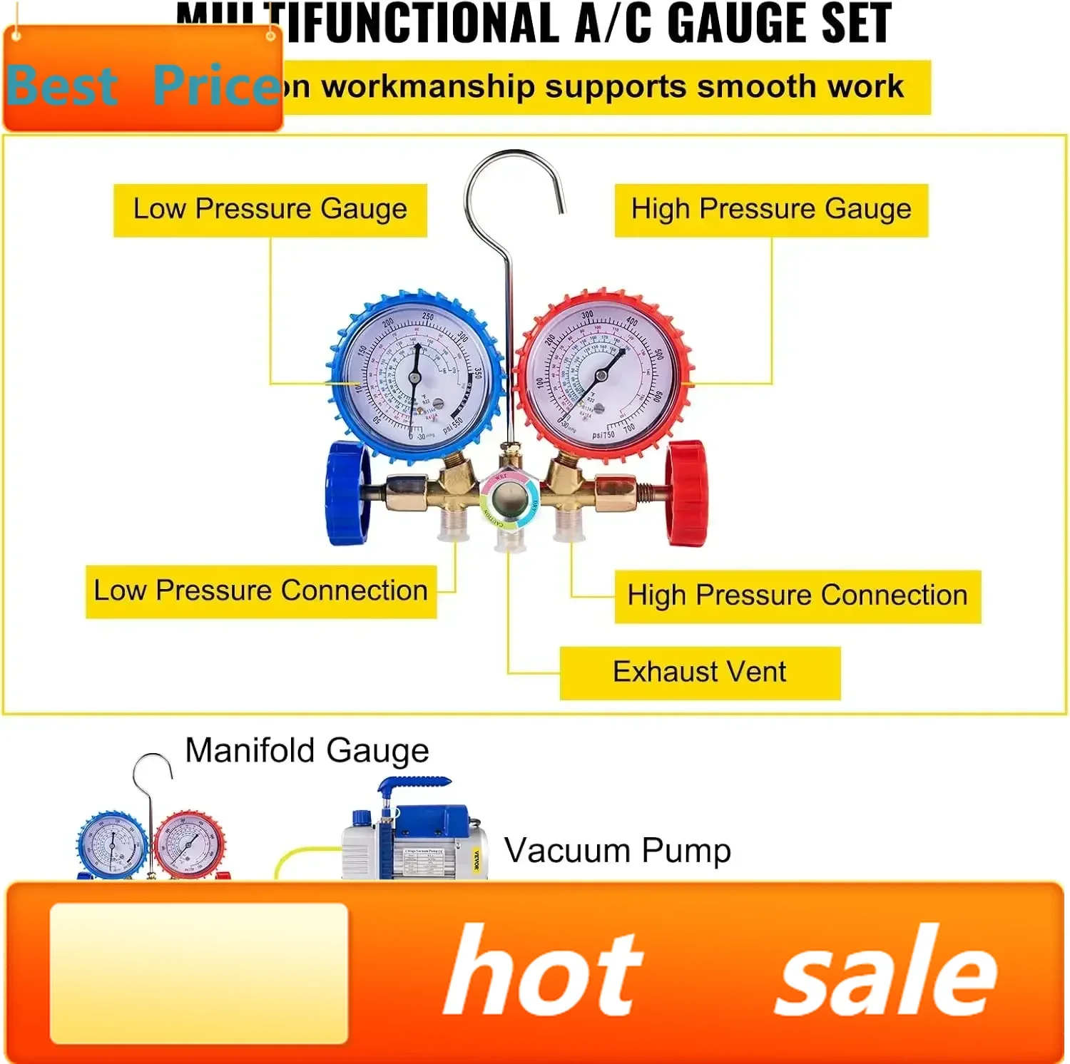 Bestseller3CFM 1/4HP Single Stage Air Vacuum Pump HVAC R134a R12 R22 R410a A/C Refrigeration Kit AC Manifold Gauge R134 Can Tap
Bestseller3CFM 1/4HP Single Stage Air Vacuum Pump HVAC R134a R12 R22 R410a A/C Refrigeration Kit AC Manifold Gauge R134 Can Tap