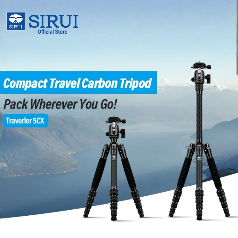 SIRUI Traveler 5CX Carbon Fiber Professional Tripod For DSLR Camera Lightweight Travel Tripods 141CM With 360° Panning Ball Head
SIRUI Traveler 5CX Carbon Fiber Professional Tripod For DSLR Camera Lightweight Travel Tripods 141CM With 360° Panning Ball Head