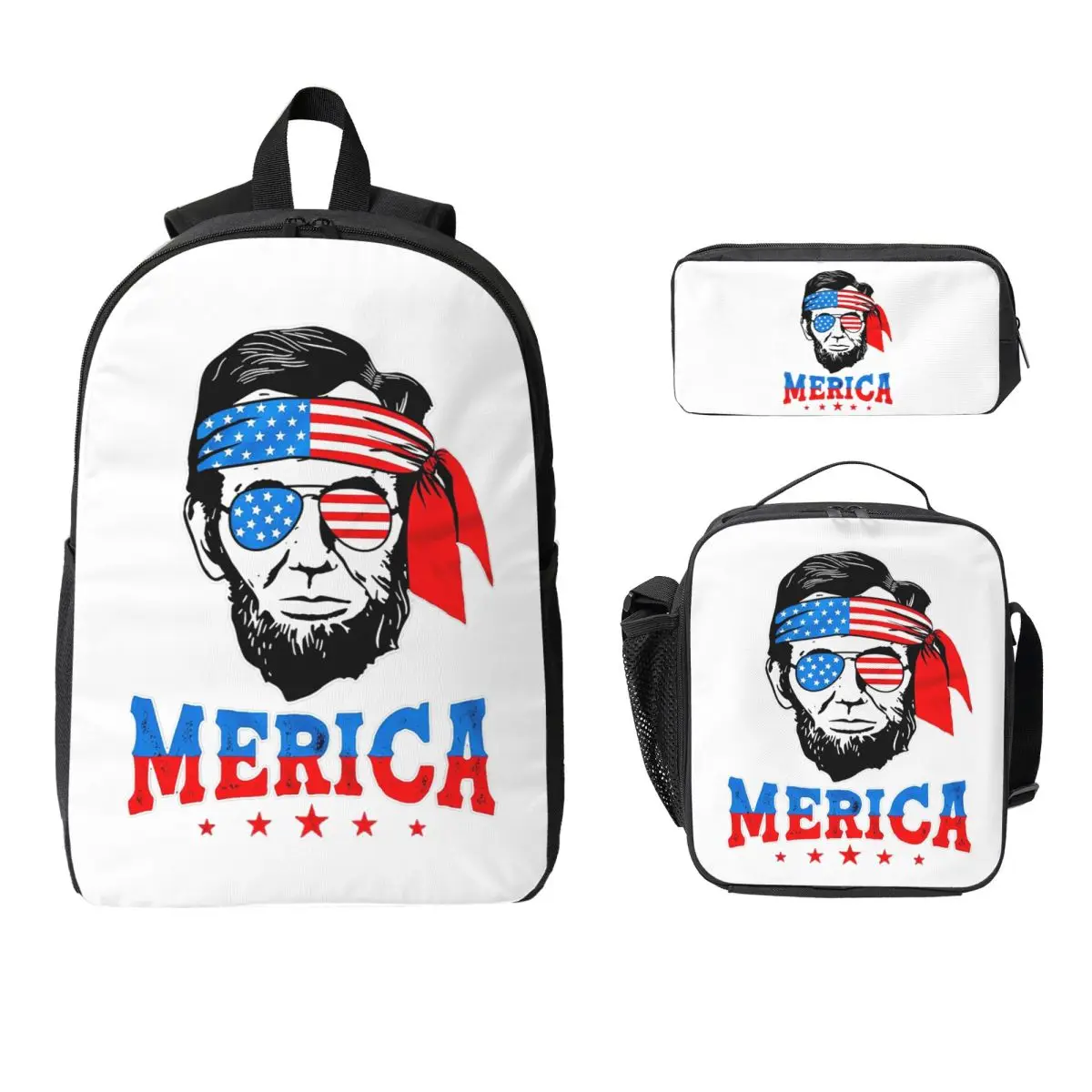 Merica Abraham Lincoln Backpack Boys Girls BookBag School Bag Computer Shoulder Bags 3ps Insulated Lunch Bag Pencil Case
Merica Abraham Lincoln Backpack Boys Girls BookBag School Bag Computer Shoulder Bags 3ps Insulated Lunch Bag Pencil Case