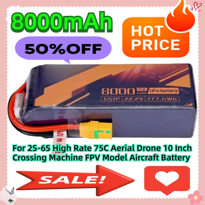 Для 8000 мАч 2S-6S 22,2 В высокой скорости 75C воздушный дрон 10-дюймовый пересекающий аппарат FPV модель самолета аккумулятор
Для 8000 мАч 2S-6S 22,2 В высокой скорости 75C воздушный дрон 10-дюймовый пересекающий аппарат FPV модель самолета аккумулятор