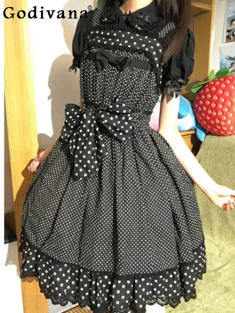 Summer Print Sweet Bow Suspender Dress Fashion High Waist A-line Versatile Age Reduction Lolita Dresses Puff Sleeve Shirt Sets
Summer Print Sweet Bow Suspender Dress Fashion High Waist A-line Versatile Age Reduction Lolita Dresses Puff Sleeve Shirt Sets