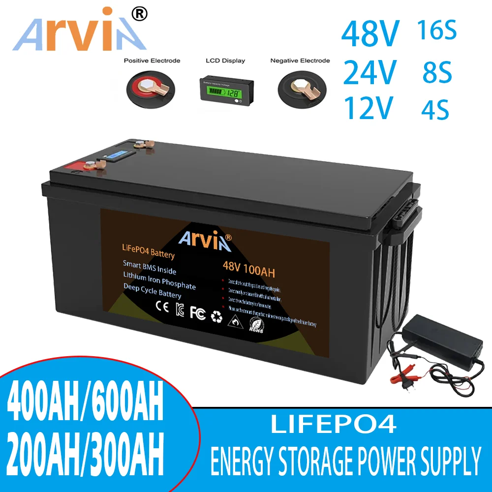 48V 24v 12v 600AH 400AH 200AH 100AH LiFePO4 Battery 16s 8s 4s Lithium Iron Phosphate Solar Energy RV Camping Batteries Tax Free
48V 24v 12v 600AH 400AH 200AH 100AH LiFePO4 Battery 16s 8s 4s Lithium Iron Phosphate Solar Energy RV Camping Batteries Tax Free