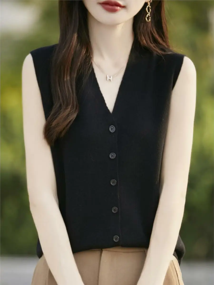Simple Lazy Style! 2026 New Retro Large V-neck Knitted Vest Sleeveless Open Cardigan Women's Fashion Commute Style Pure Color
Simple Lazy Style! 2026 New Retro Large V-neck Knitted Vest Sleeveless Open Cardigan Women's Fashion Commute Style Pure Color