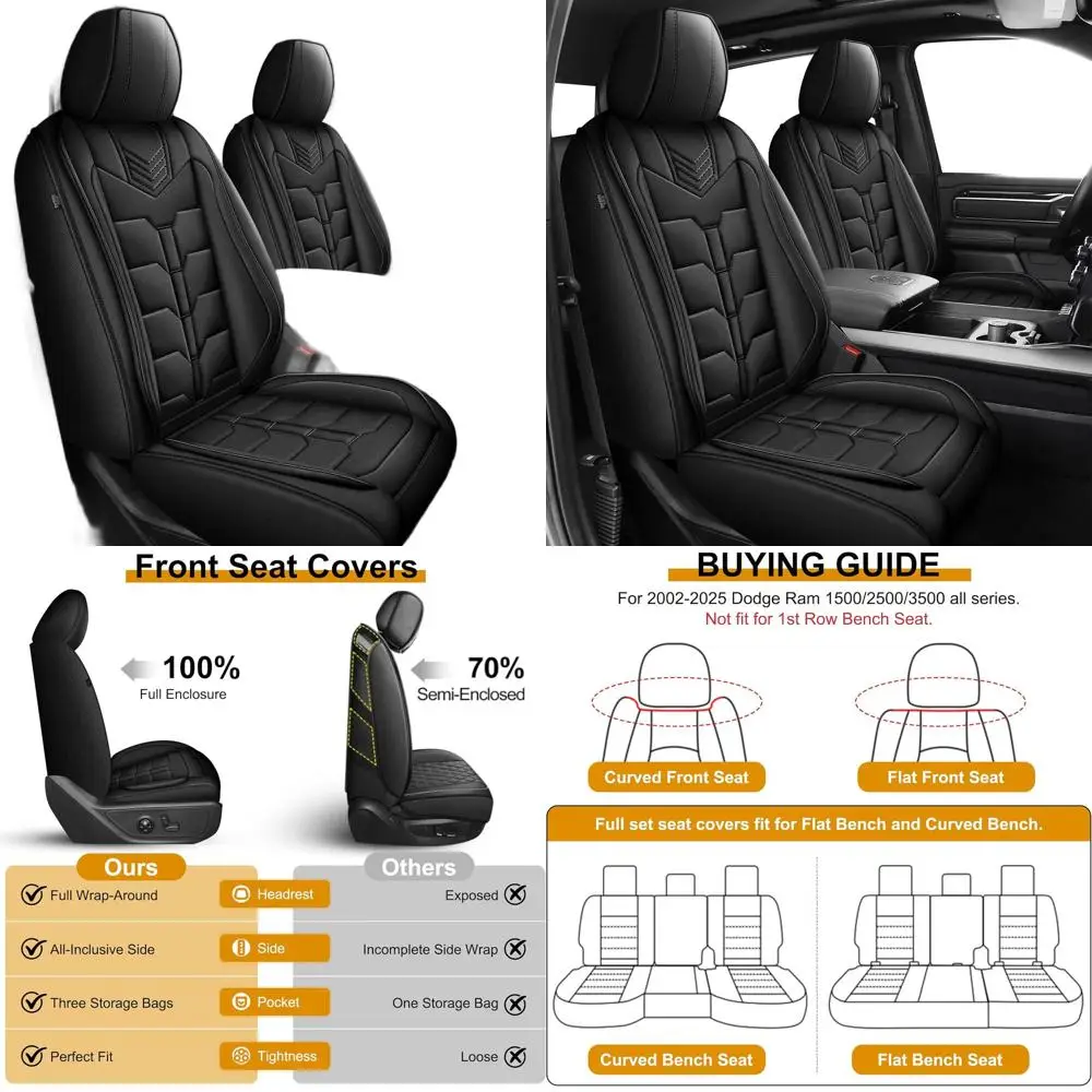 Универсальные чехлы для сидений для RAM 1500, 2500, 3500 (2002-2026 гг.) - комплект на 5 мест, Blackline, для плоской сидушечки
Универсальные чехлы для сидений для RAM 1500, 2500, 3500 (2002-2026 гг.) - комплект на 5 мест, Blackline, для плоской сидушечки