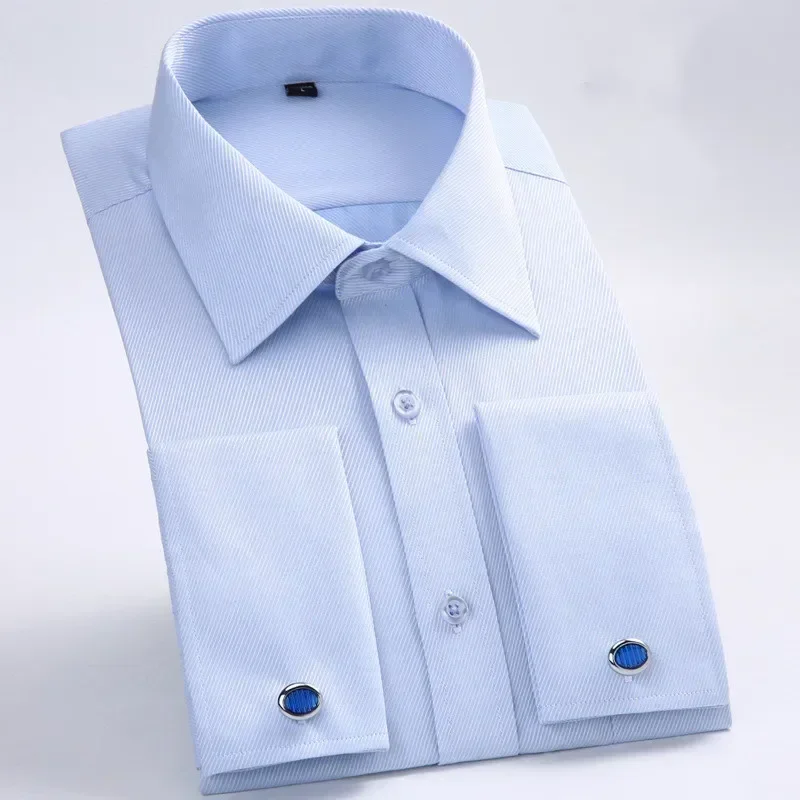 French Cuff Cufflinks Solid Color Long Sleeve Shirt Men Business Party Fashion High Quality Luxury Men's Dress Shirts
French Cuff Cufflinks Solid Color Long Sleeve Shirt Men Business Party Fashion High Quality Luxury Men's Dress Shirts