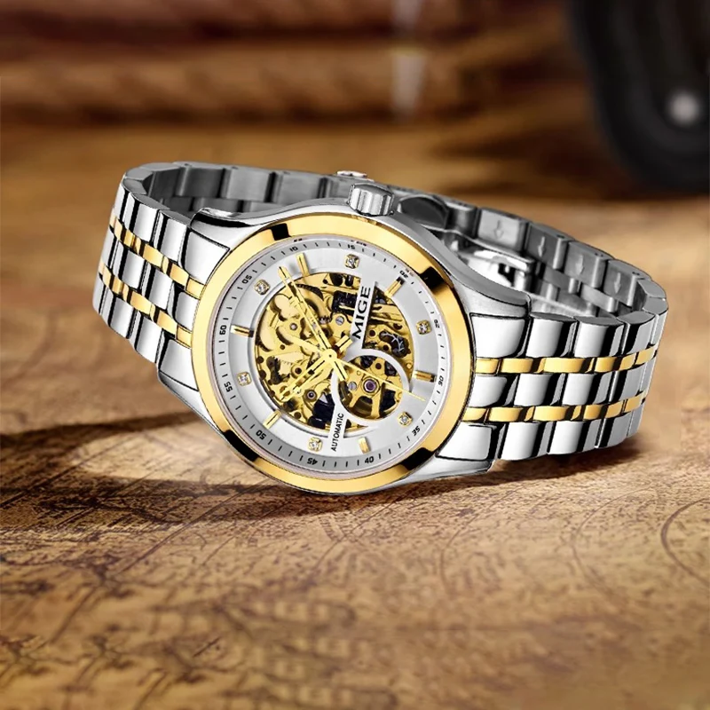 Mige brand hot business stainless steel mechanical watch for man japan movement waterproof automatic Hollow gift for men watch
Mige brand hot business stainless steel mechanical watch for man japan movement waterproof automatic Hollow gift for men watch