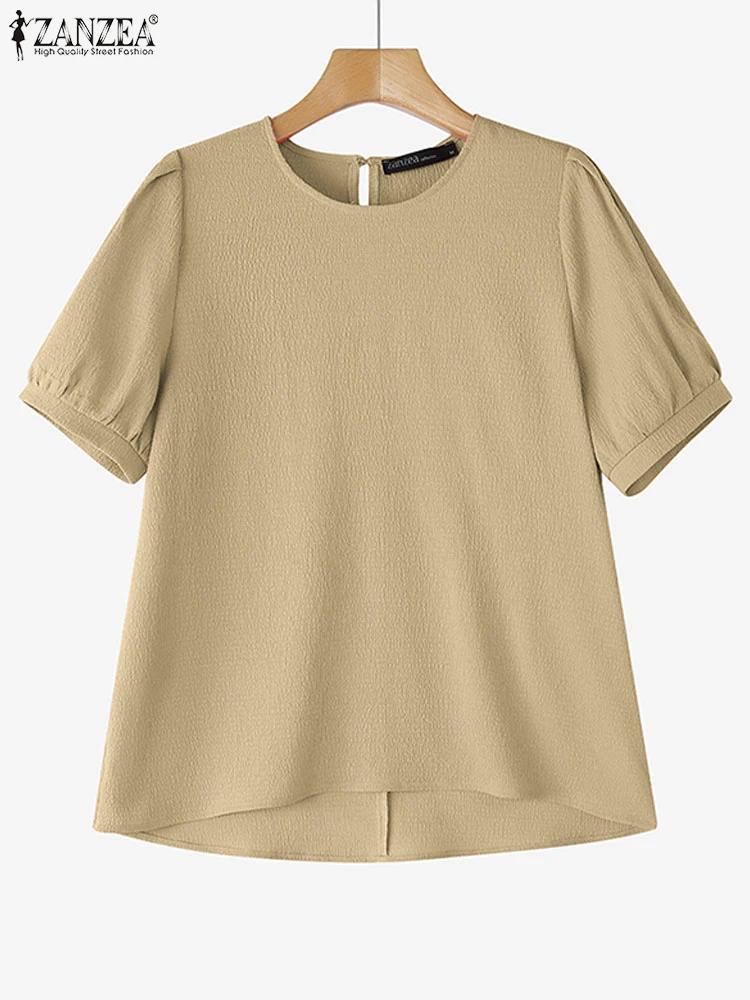 ZANZEA Short Sleeve O-Neck Smock Tops Casual Commute Work Crinkled Texture Woman Blouses Solid Color 2025 Summer Blusas Mujer
ZANZEA Short Sleeve O-Neck Smock Tops Casual Commute Work Crinkled Texture Woman Blouses Solid Color 2025 Summer Blusas Mujer