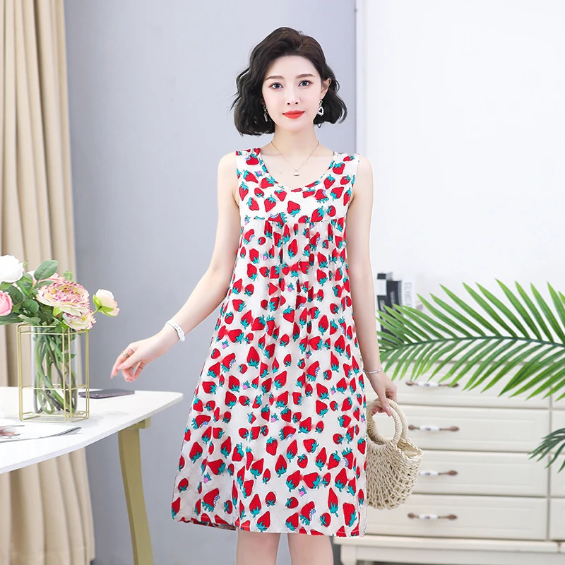 Women's summer vest print breathable simple fashionable home wear large size thin sleeveless dress
Women's summer vest print breathable simple fashionable home wear large size thin sleeveless dress