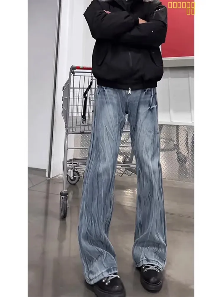 American High Street Vibe Lightning Pattern Men's Clean Fit Fleece Lined Washed Denim Straight Leg Micro Flared Pants
American High Street Vibe Lightning Pattern Men's Clean Fit Fleece Lined Washed Denim Straight Leg Micro Flared Pants