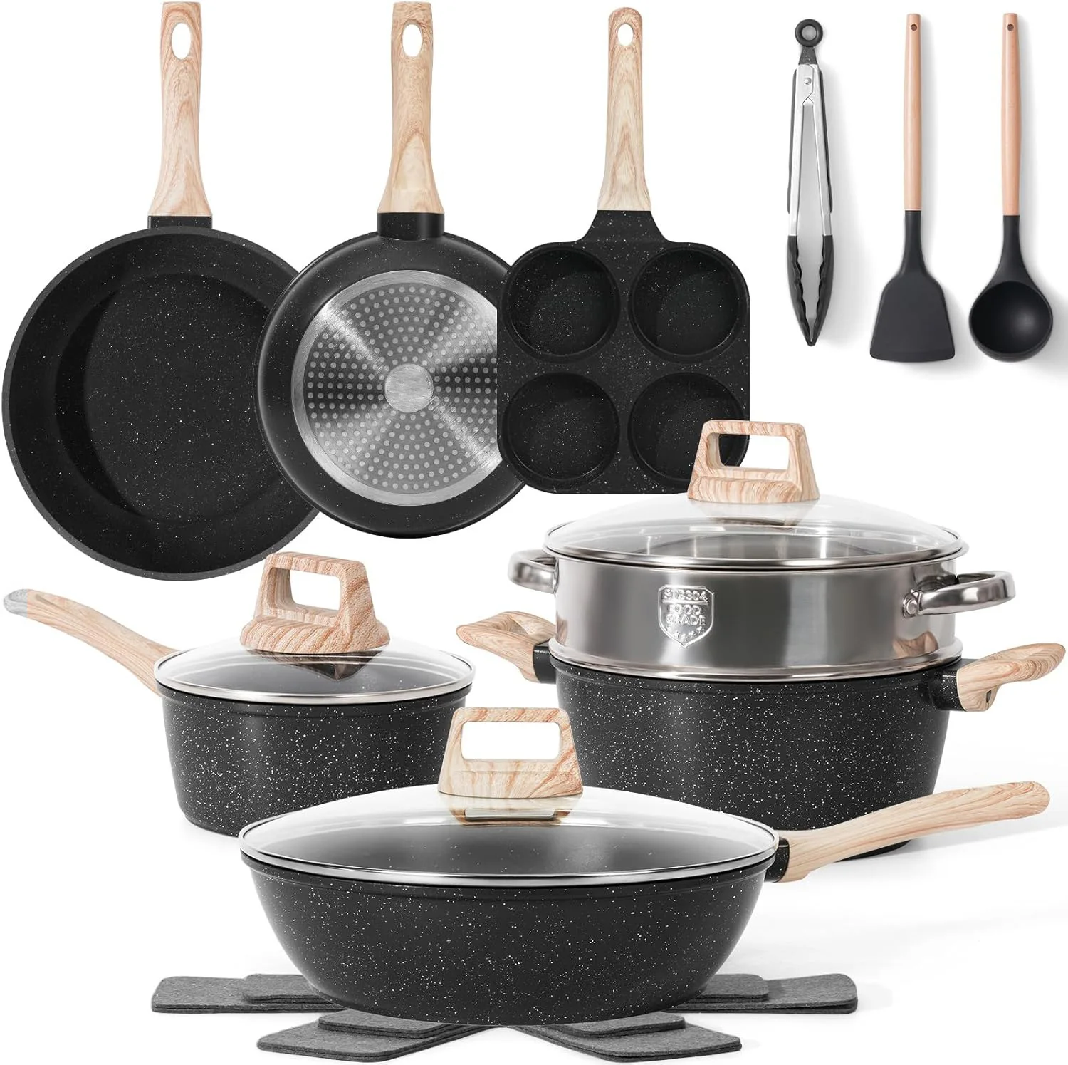 Cross-border 21pcs Non-Stick Titanium Bottom Glass Lid Modern Design Household Cookware Set Universal Stove Compatibility
Cross-border 21pcs Non-Stick Titanium Bottom Glass Lid Modern Design Household Cookware Set Universal Stove Compatibility